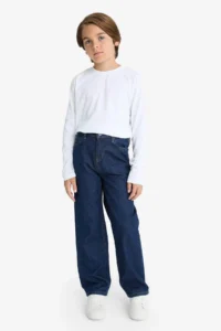 DeFacto Wide Leg Dark Blue Boy Jean Trousers F2258A8/NM34
