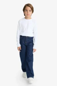 DeFacto Wide Leg Dark Blue Boy Jean Trousers F2258A8/NM34 - Image 2