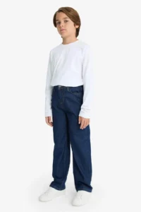 DeFacto Wide Leg Dark Blue Boy Jean Trousers F2258A8/NM34 - Image 4