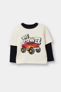 DeFacto Oversize Printed Ecru Baby Boy Long Sleeve T-shirt G6134A5/ER98