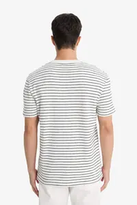 DeFacto Regular Fit Crew Neck Striped Short Sleeve T-Shirt - Image 6