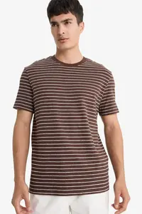 DeFacto Regular Fit Crew Neck Striped Short Sleeve T-Shirt