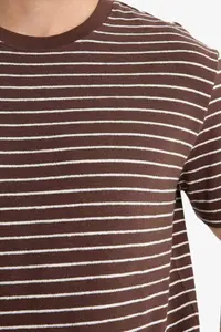 DeFacto Regular Fit Crew Neck Striped Short Sleeve T-Shirt - Image 5