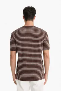 DeFacto Regular Fit Crew Neck Striped Short Sleeve T-Shirt - Image 6
