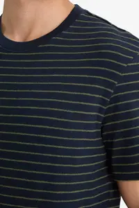 DeFacto Regular Fit Crew Neck Striped Short Sleeve T-Shirt - Image 5