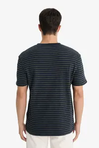 DeFacto Regular Fit Crew Neck Striped Short Sleeve T-Shirt - Image 6