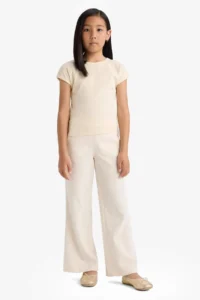 DeFacto Wide Leg Waffle Pocket Wide Leg Trousers Girls - Image 4