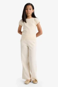 DeFacto Wide Leg Waffle Pocket Wide Leg Trousers Girls - Image 5