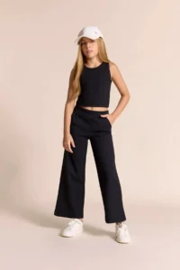 DeFacto Girl's Wide Leg Waffle Wide Leg Trousers - Image 2