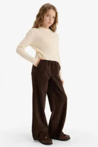 DeFacto Wide Leg Corduroy Trousers Girls - Image 2