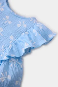 DeFacto Patterned Short Sleeve Crinkle Viscose Summer Dress for Baby Girl - Image 2