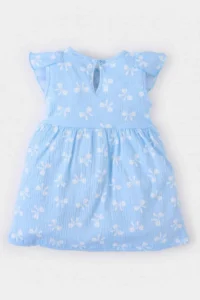 DeFacto Patterned Short Sleeve Crinkle Viscose Summer Dress for Baby Girl - Image 3