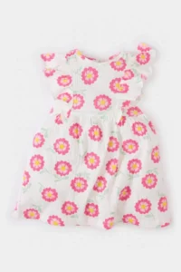 DeFacto Floral Short Sleeve Crinkle Viscose Summer Dress for Baby Girl - Image 2