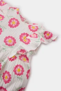 DeFacto Floral Short Sleeve Crinkle Viscose Summer Dress for Baby Girl - Image 3