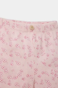 DeFacto Biker Floral Ribbed Camisole Shorts Baby Girl - Image 2