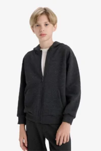 DeFacto Hooded School Zipper Sweatshirt Boy - Image 4