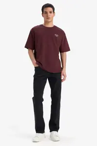 DeFacto 100% Cotton Boxy Fit Printed T-Shirt - Image 3
