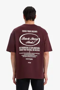 DeFacto 100% Cotton Boxy Fit Printed T-Shirt - Image 8