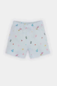 DeFacto Baby Girl Pajama Set Patterned Short Sleeve Combed Cotton Top Shorts with Elastic Waist - Image 2