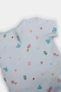 DeFacto Baby Girl Pajama Set Patterned Short Sleeve Combed Cotton Top Shorts with Elastic Waist - Image 3