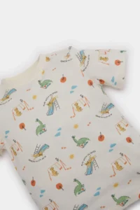 DeFacto 100% Cotton Dinosaur Printed Elastic Waist Pajama Set for Baby Boy - Image 3