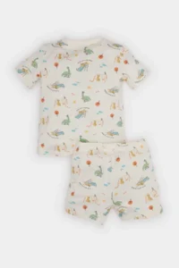 DeFacto 100% Cotton Dinosaur Printed Elastic Waist Pajama Set for Baby Boy - Image 4