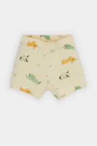 DeFacto Pajama Set Patterned Short Sleeve Combed Cotton Top with Elastic Waist Shorts for Baby Boy - Image 2