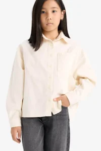 DeFacto Oversize Wide Fit Gabardine Long Sleeve Shirt Girl