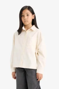 DeFacto Oversize Wide Fit Gabardine Long Sleeve Shirt Girl - Image 3