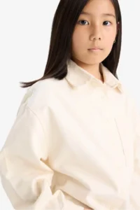 DeFacto Oversize Wide Fit Gabardine Long Sleeve Shirt Girl - Image 4