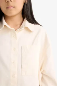 DeFacto Oversize Wide Fit Gabardine Long Sleeve Shirt Girl - Image 5