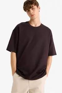 DeFacto Oversize Wide Fit Crew Neck Heavy Fabric Basic Plain Short Sleeve T-Shirt