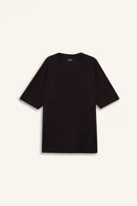 DeFacto Oversize Wide Fit Crew Neck Heavy Fabric Basic Plain Short Sleeve T-Shirt - Image 7