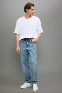 DeFacto Oversize Wide Fit Crew Neck Heavy Fabric Basic Plain Short Sleeve T-Shirt
