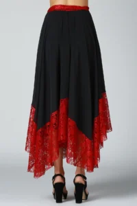 Quincey Women Burgundy Black Asymmetric Skirt - Image 3