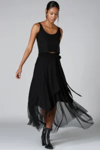 Quincey Women Black wrap Skirt