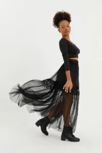 Quincey Tulle -Lace Maxi Shirred Flying Skirt - Image 2