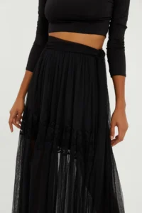Quincey Tulle -Lace Maxi Shirred Flying Skirt - Image 4