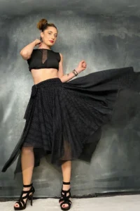 Quincey Tiny Polka Dot Double Layer Tulle Skirt