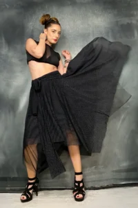 Quincey Tiny Polka Dot Double Layer Tulle Skirt - Image 3
