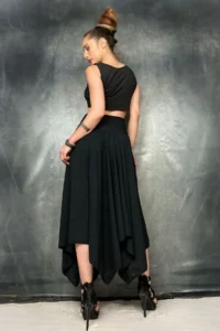 Quincey Asymmetric Crepe Black Skirt - Image 3