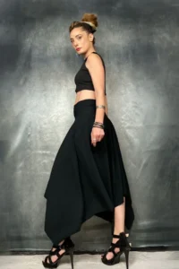 Quincey Asymmetric Crepe Black Skirt - Image 5