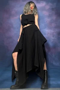 Quincey Bamboo Material Asymmetric Skirt