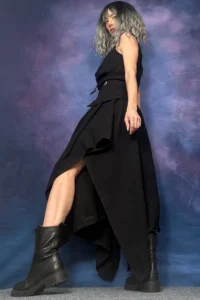 Quincey Bamboo Material Asymmetric Skirt - Image 3