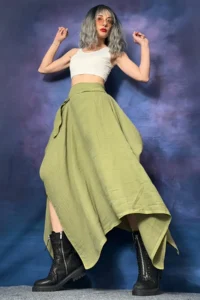 Quincey Bamboo Material Asymmetric Skirt