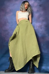 Quincey Bamboo Material Asymmetric Skirt - Image 3