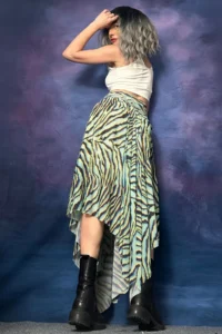 Quincey Patterned Tulle Asymmetric Skirt - Image 3