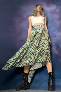 Quincey Patterned Tulle Asymmetric Skirt - Image 4