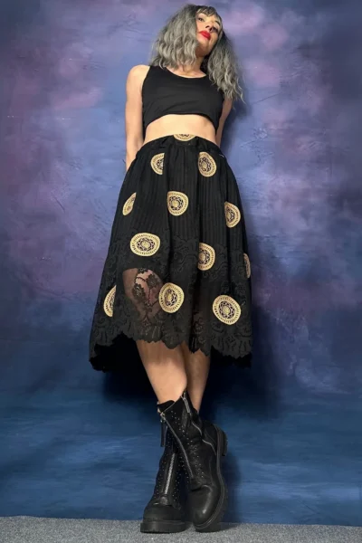 Quincey Beige Lace Black Skirt