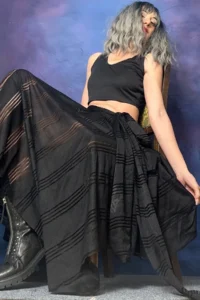 Quincey Striped Black  Lined Skirt